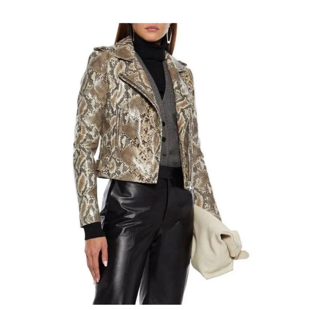 Iro Luiga Leather Python Jacket - Size Fr38 - image 3